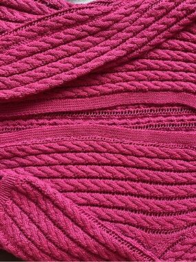 Women’s Fuchsia Cable Knit Sweater Cardigan